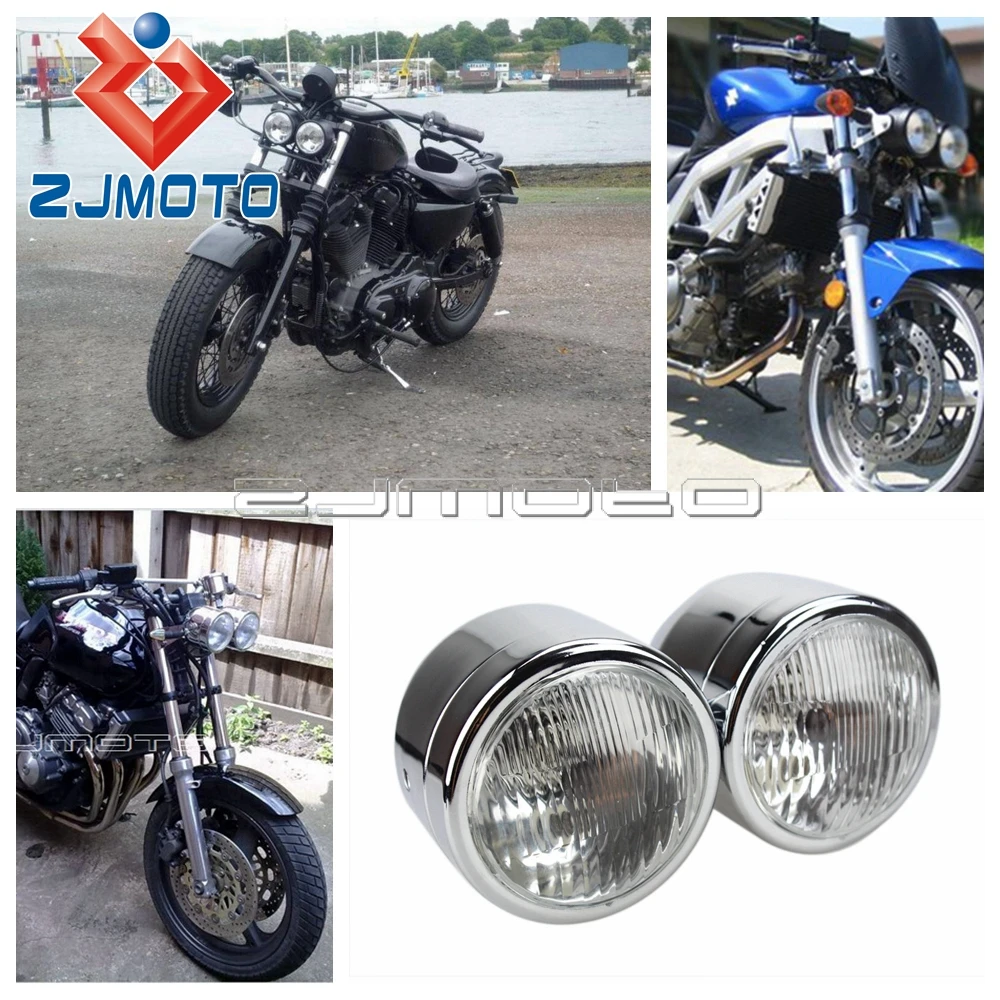 ZJMOTO высококачественный хромированный мотоцикл H4 12 В двойная фара для мотоцикла