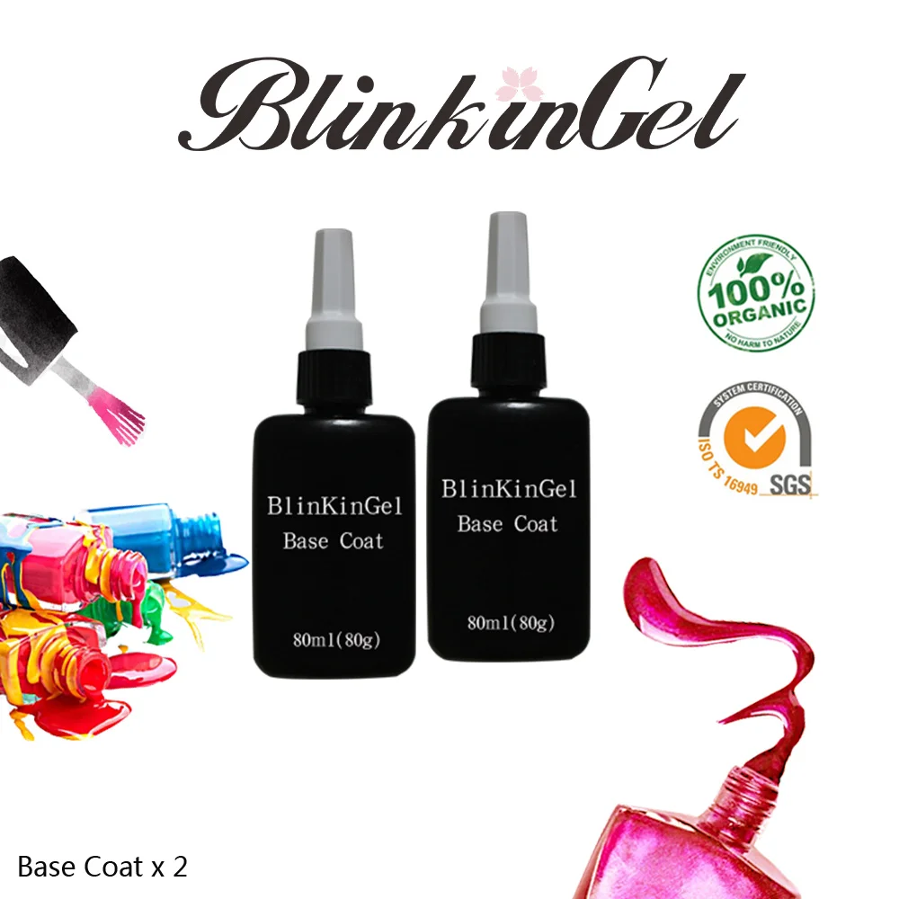 2x80ml Base Coat Blinkingel 80 мл Топ Основа для ногтей Гель-лак permanente Soak Off Gel Топ-покрытия для ногтей прозрачный gellak УФ гель Nail esmalte светодиодный резиновый база - Цвет: 2x80ml Base Coat