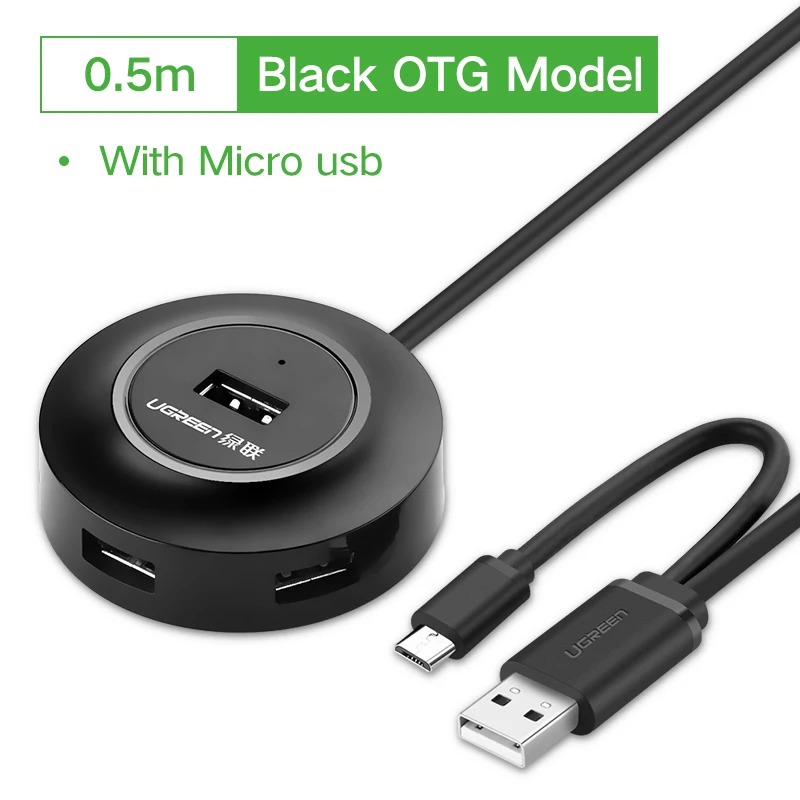 Ugreen usb-хаб 4 Порты и разъёмы USB 2,0 переключатель делителя с порт зарядки Micro USB Micro B мощность и разъёмы для Ноутбук Apple MacBook Планшетные ПК Аксессуары OTG концентратор USB - Цвет: 0.5m with micro usb