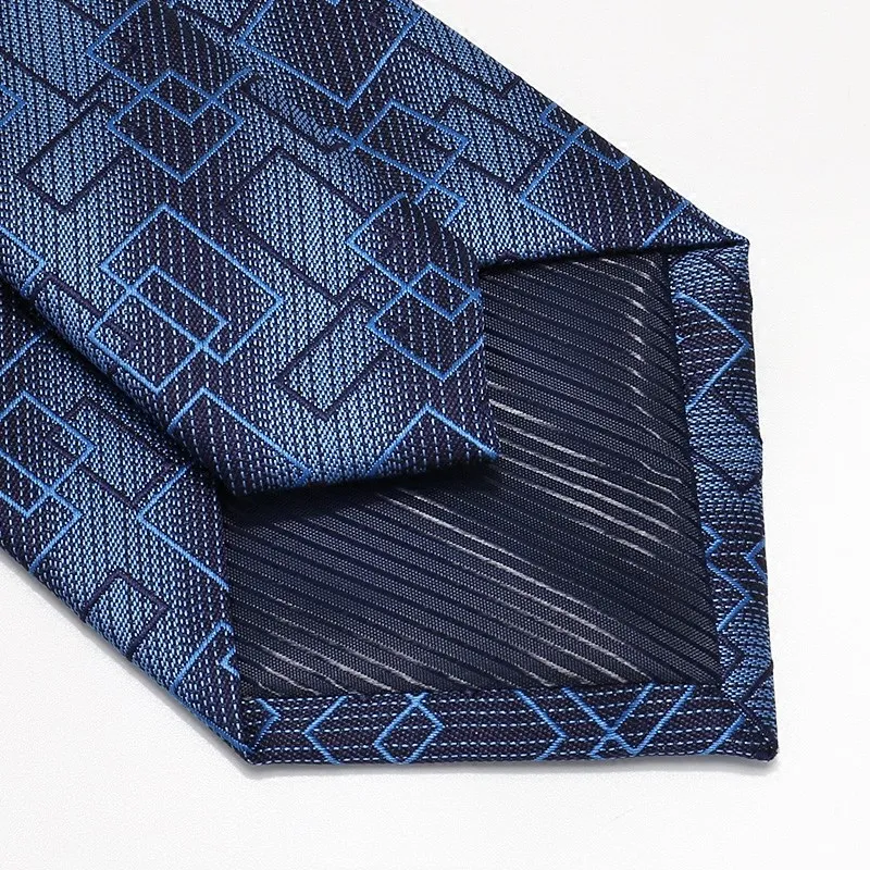 Синий галстук с геометрическим узором для мужчин жаккардовые деловые строгие