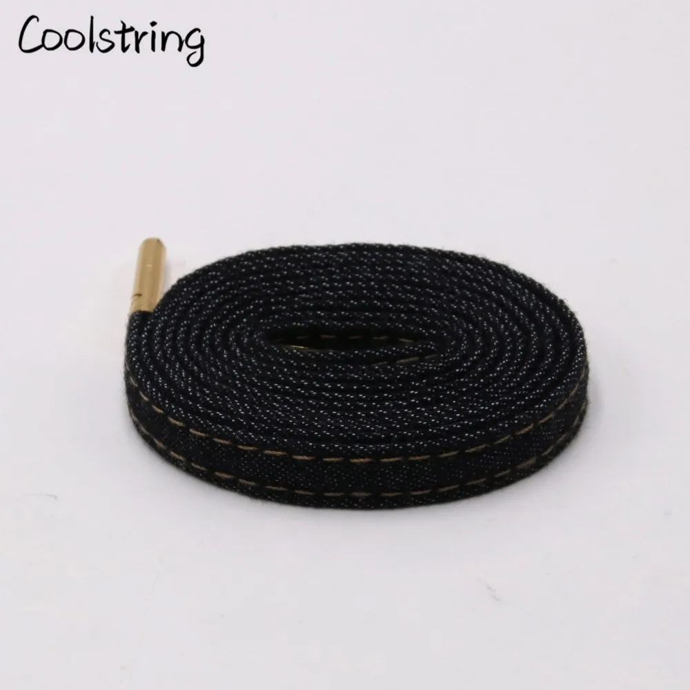 Coolstring 8 мм Премиум плоские джинсовые шнурки металлические Aglet классические шнурки подгонять ваши ноги синий черный шнурки для кроссовок