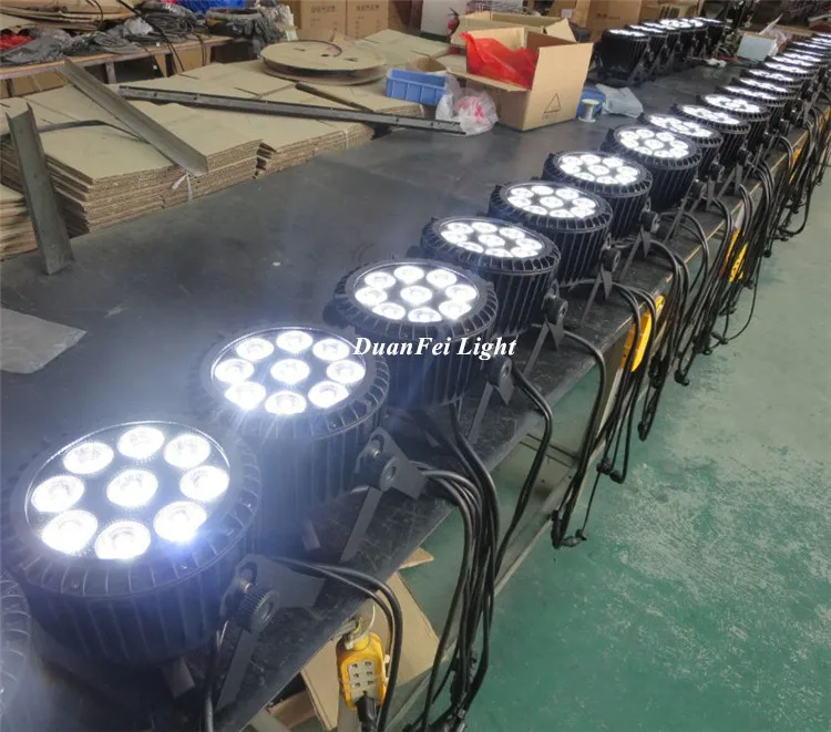 (Flightcase) 12 шт./лот Ip65 dmx led par light 9x10 Вт плоский rgbw 4в1 алюминиевый dj кейс для полета |