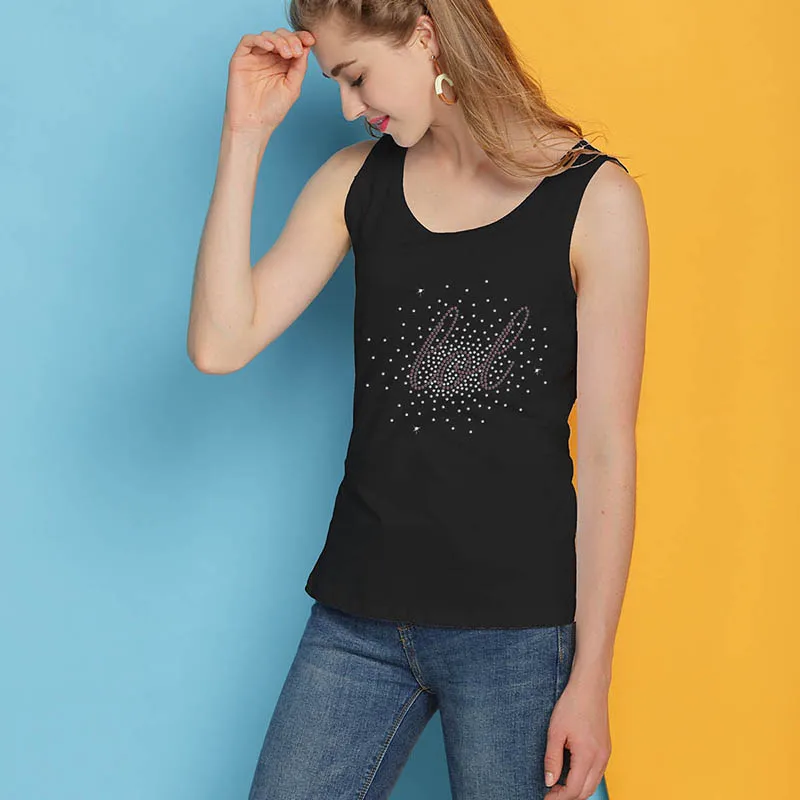VoteeBro 2018 новый летний хлопок со стразами Графический ТиС женщины camiseta camisetas mujer verano