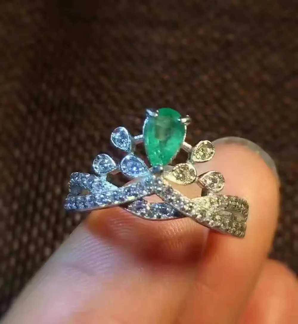 Кольцо с натуральным зеленым Изумрудом и драгоценным камнем|925 sterling gemstone rings|gemstone