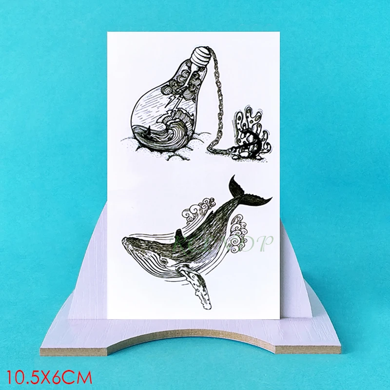 Водостойкая Временная тату-наклейка цепочка с лампочками коралловый КИТ море