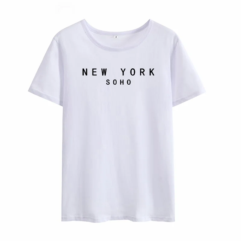 Женская хлопковая Футболка с принтом в стиле Харадзюку NEW YORK SOHO Винтажная