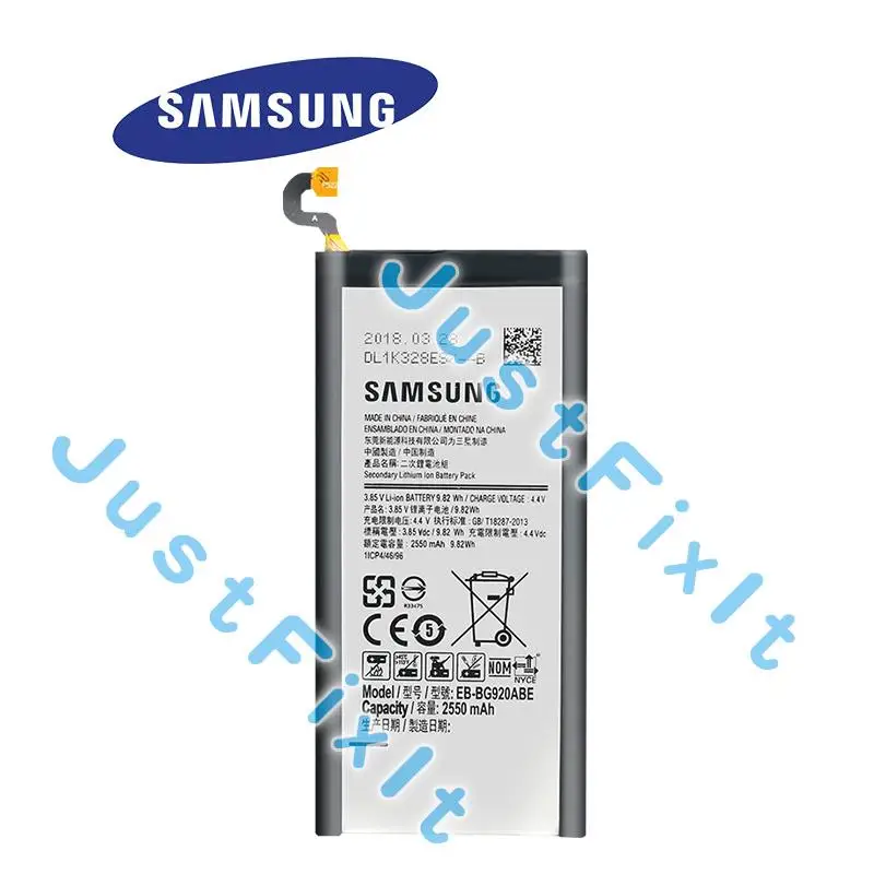 EB BG920ABE оригинальный Батарея 2550 ма ч для samsung Galaxy S6 SM G920 G920F G920I G920A G920T G920V G920P G920S G9200