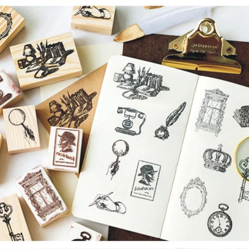 Mo.Card винтажная Готическая корона перо деревянный штамп Декоративные Канцтовары