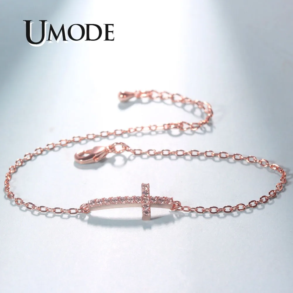 UMODE новые классические браслеты с кристаллами CZ для женщин Новые Белые и розовые