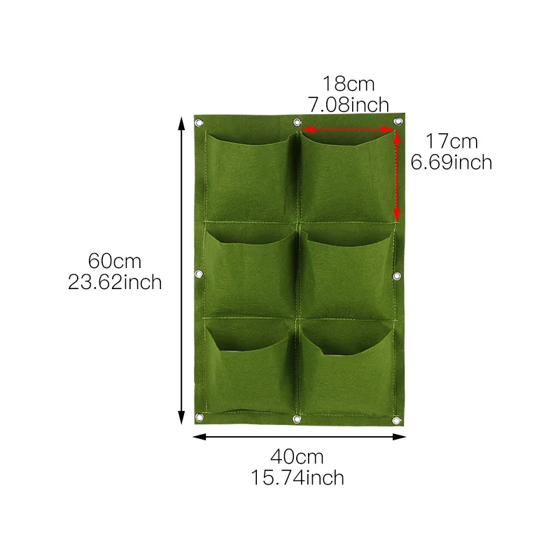 6 grid green Настенные подвешиваемые посадочные сумки 24 размера, зеленые сумки для выращивания растений, вертикальная садовая растительная гостиная сумка для бонсай с цветами, товары для дома - Цвет: 6 grid green