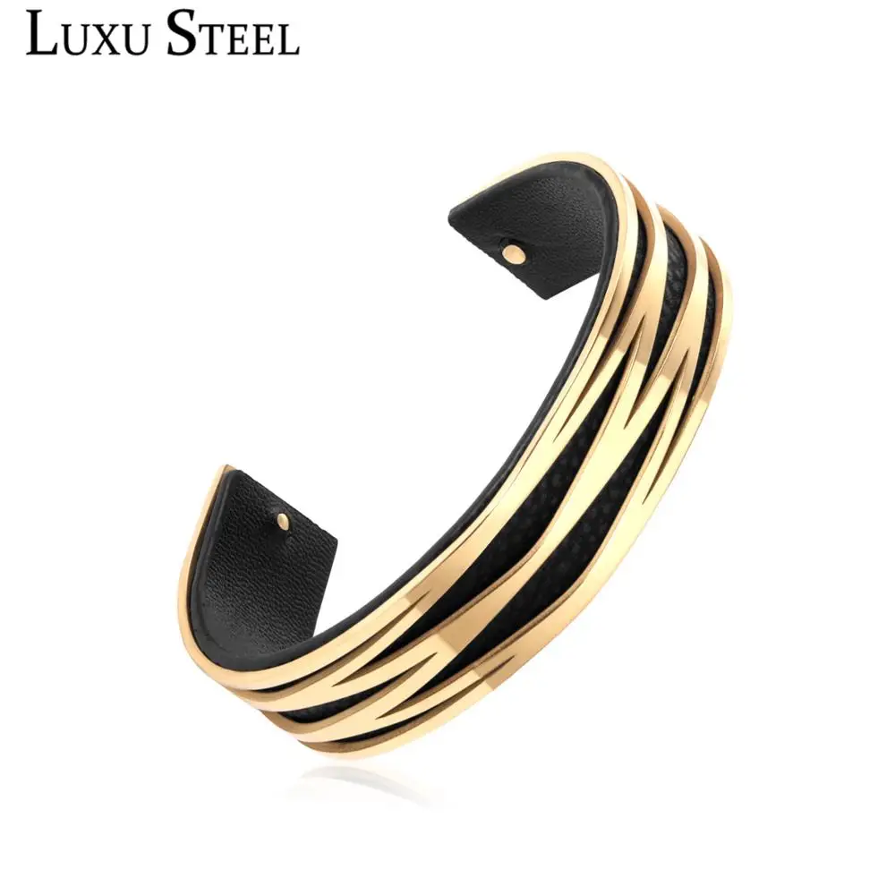 Кожаный браслет LUXUSTEEL мужские браслеты из нержавеющей стали с вырезами 2020 pulsera