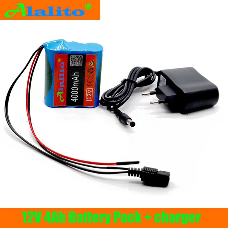Alalito 12V 4000mAh 18650 литий ионная аккумуляторная батарея для камеры видеонаблюдения 3A