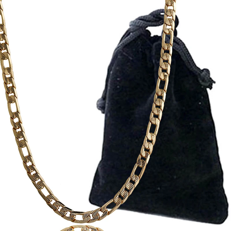 Stainless Steel Figaro Link Chain Necklaces Gold Classic Sport Flat Curb Long Necklace Hip Hop Charm Men Jewelry | Украшения и
