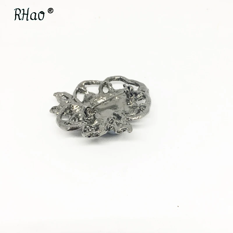 RHao черный горный хрусталь цветок броши элегантный кристалл завод Для женщин