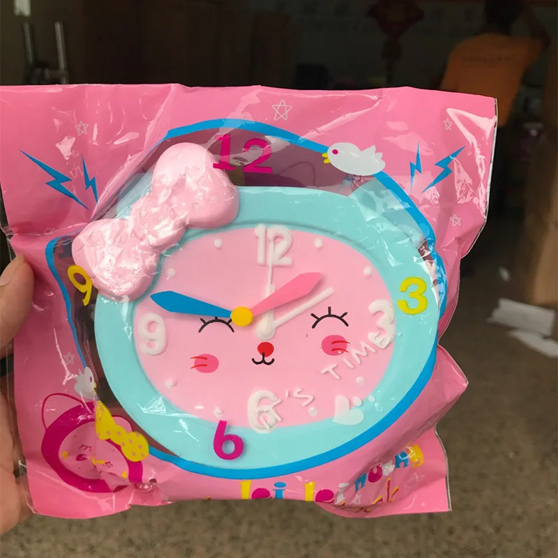 12 см Jumbo Squishy мультфильм котенок будильник Радуга медленный рост красочные часы