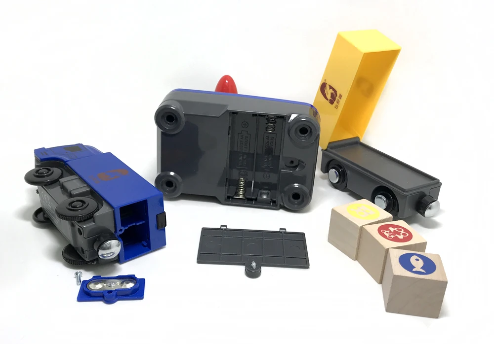 w04 Remote control electric train 2 section magnetic link compatible toy car wooden track blue Harmony | Игрушки и хобби