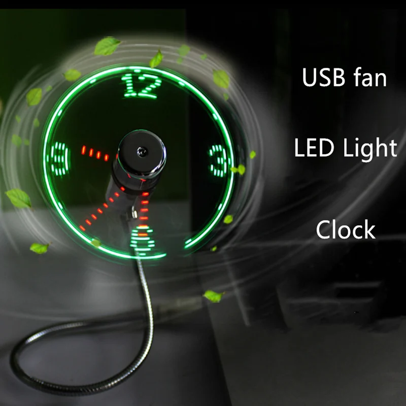Мини USB Охлаждающий веер светодиодный часы в режиме реального времени дисплей