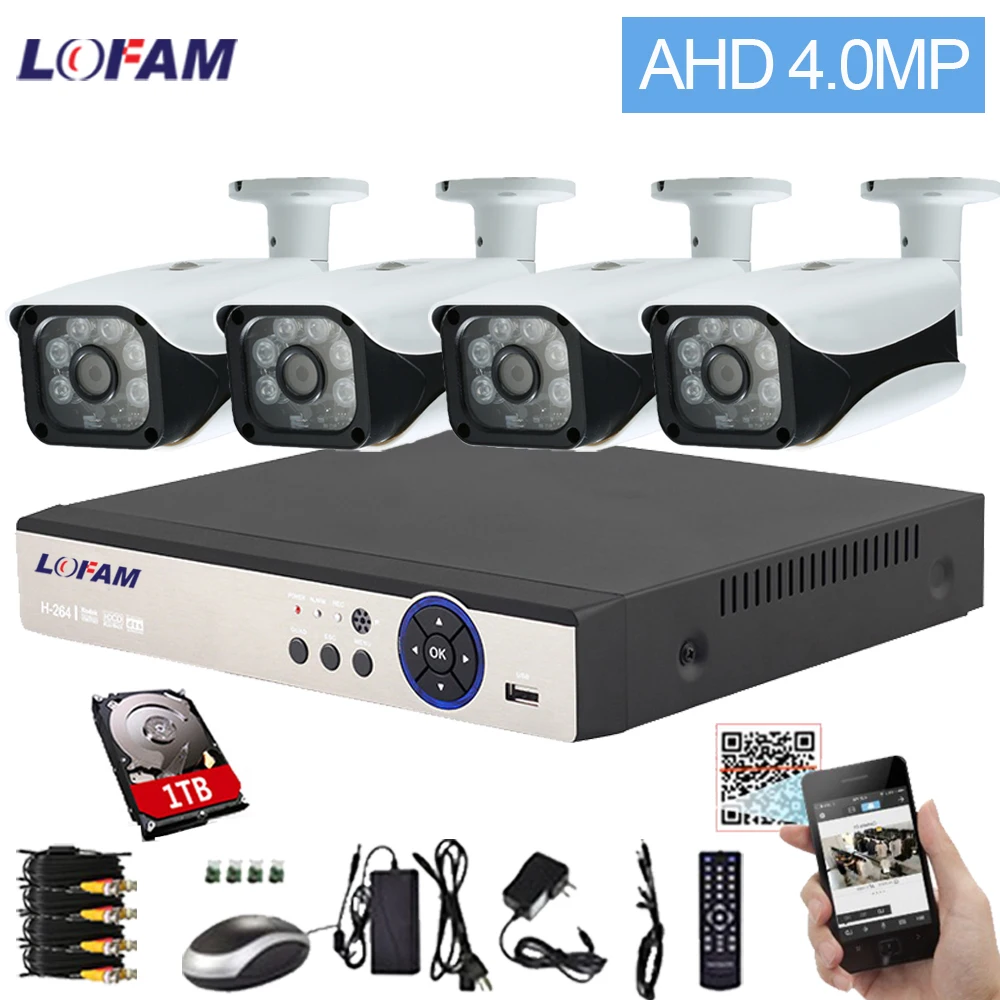 Система видеонаблюдения LOFAM 8 каналов 4 МП AHD DVR NVR канала наружная