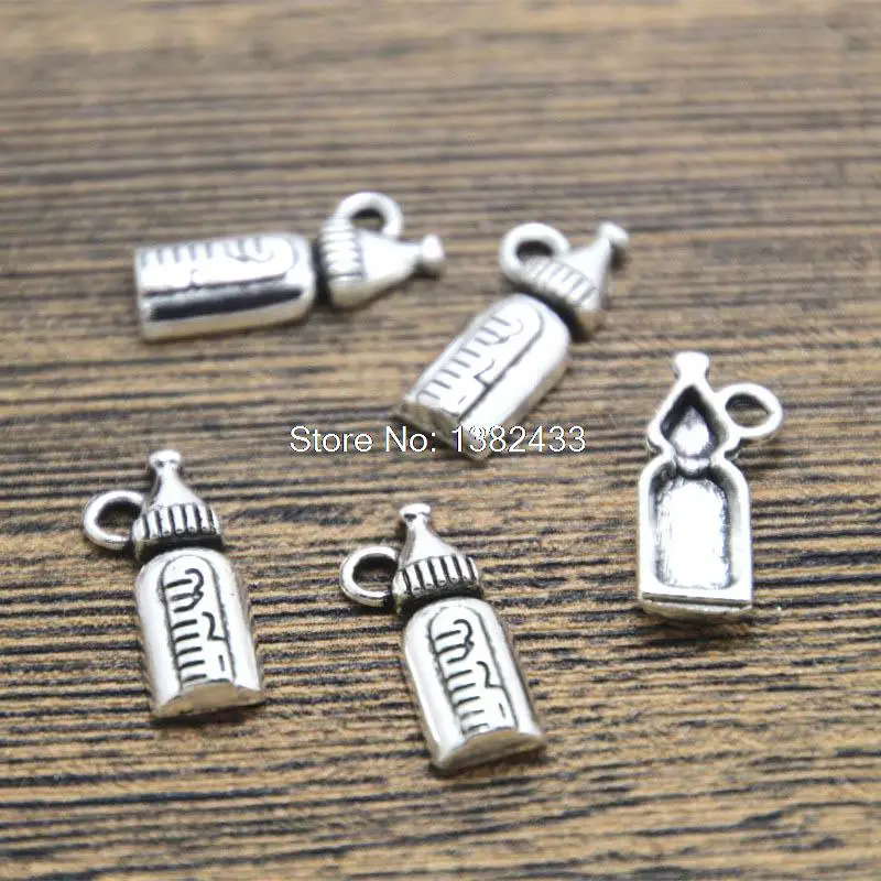 

35pcs Milk bottle Charms Silver tone baby Milk bottle charm pendant 17x7mm
