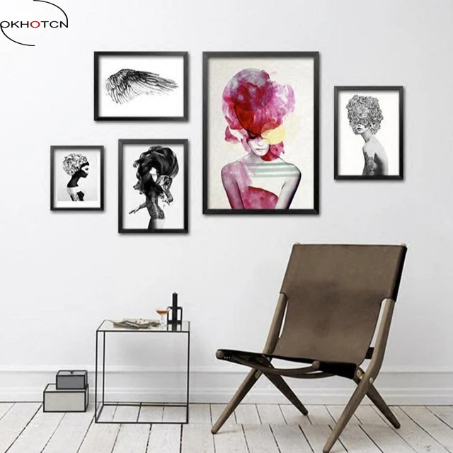

Fashion Trendy Girls Unframed Canvas Painting Abstract Figures Canvas Print Women Wall Art Room Picture Home Decor