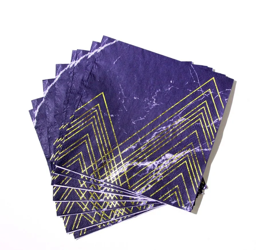 6pcs napkin Многоцветный розовый синий черный белый бронзированный горошек праздничный набор столовой посуды одноразовые чашки пластины бумажные полотенца вечерние принадлежности - Цвет: 6pcs napkin