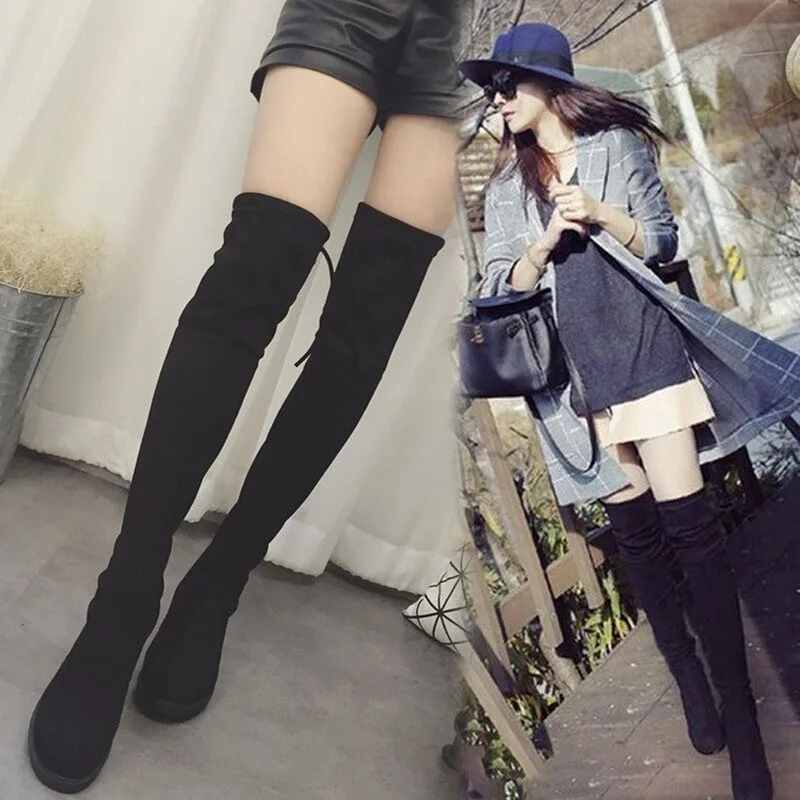 Сапоги выше колена в европейском стиле маленькие высокие женские сапоги сезон
