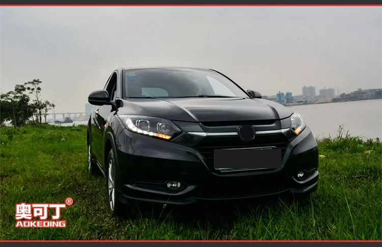 AKD автомобильный Стайлинг Головной фонарь для HRV vezel светодиодный фонарь- поворотные светодиодные фары дневного света двойные линзы Hid Bi Xenon автомобильные аксессуары