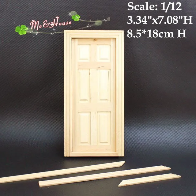 DIY 1:12 Dollhouse Miniatures Wood Door unpainted Doll House Furniture Room Items | Игрушки и хобби