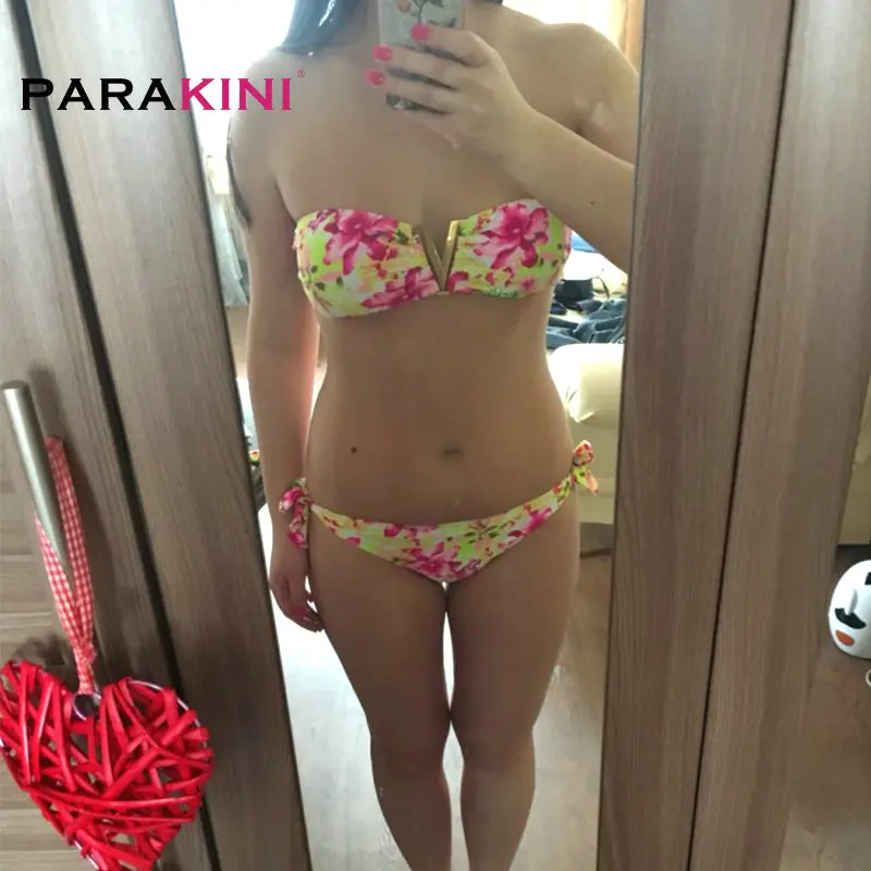 PARAKINI, новинка, сексуальный V стиль, цветочный принт, комплект бикини, брендовый купальник, пуш-ап, Мягкий Купальник для женщин, купальник, бикини