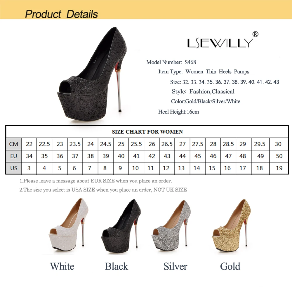 

Lsewilly New arrived Women Hot Sexy 16cm Ultra High heel Pumps Peep Toe Platform Bling Wedding Party shoes Fashion Autumn S468