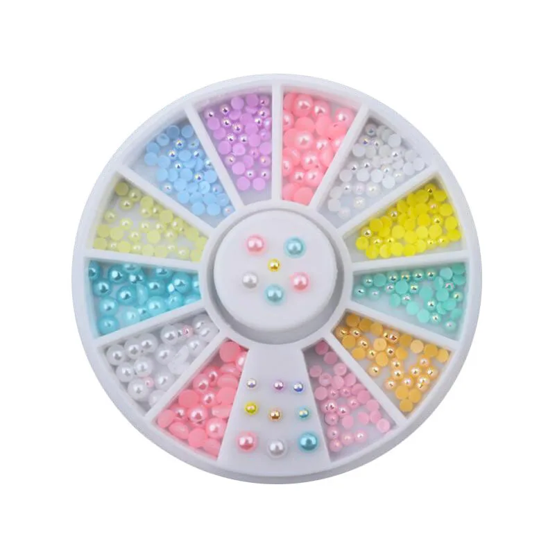 1 коробка цветных жемчужин ювелирные изделия вращающийся декор с плоской задней