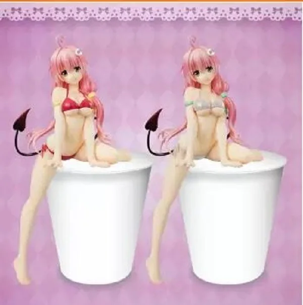 2 цвета Аниме Фигурка Tolove Lala Сексуальная Momo Belia Deviluke купальник 16 см ПВХ лежать на чашке лапша Модель Коллекция кукла