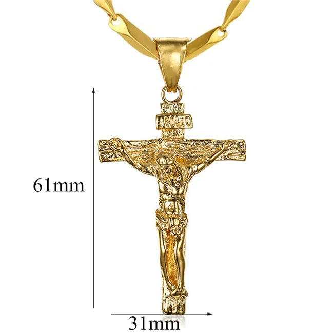 Золотая подвеска в виде Креста для ожерелья для мужчин золотого цвета из нержавеющей стали с цепочкой Распятие ожерелье мужские христианские ювелирные изделия - Окраска металла: XL1028D