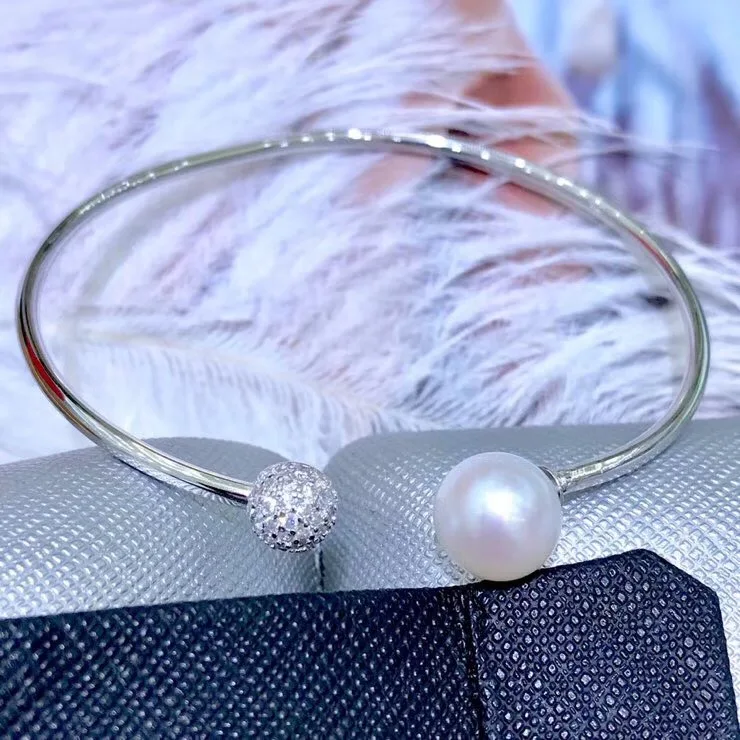

925 Sterling Silver Pearl Bracelet Mountings Fashion Beautiful ADJUSTABLE Bangle Findings Jewelry Parts Fittings Accessories