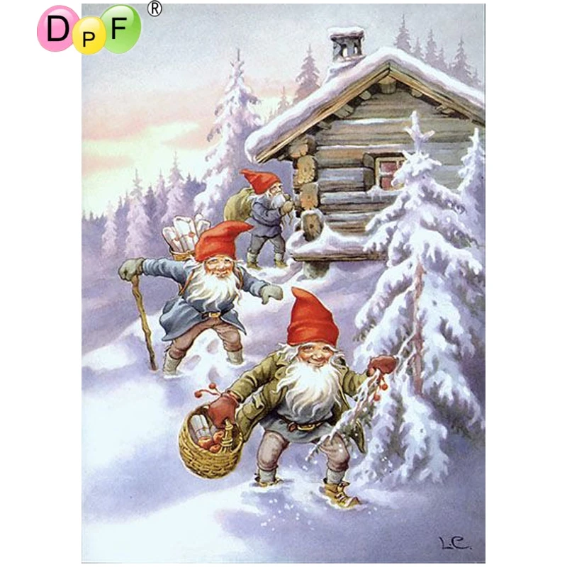 DPF DIY The dwarfs in the snow 5D квадратные поделки домашний декор алмазная живопись вышивка