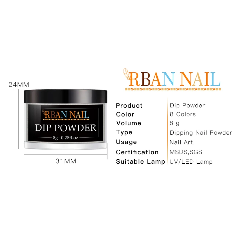 RBAN NAIL 8 цветов блестящий порошок для ногтей светящийся Блестящий Порошок |