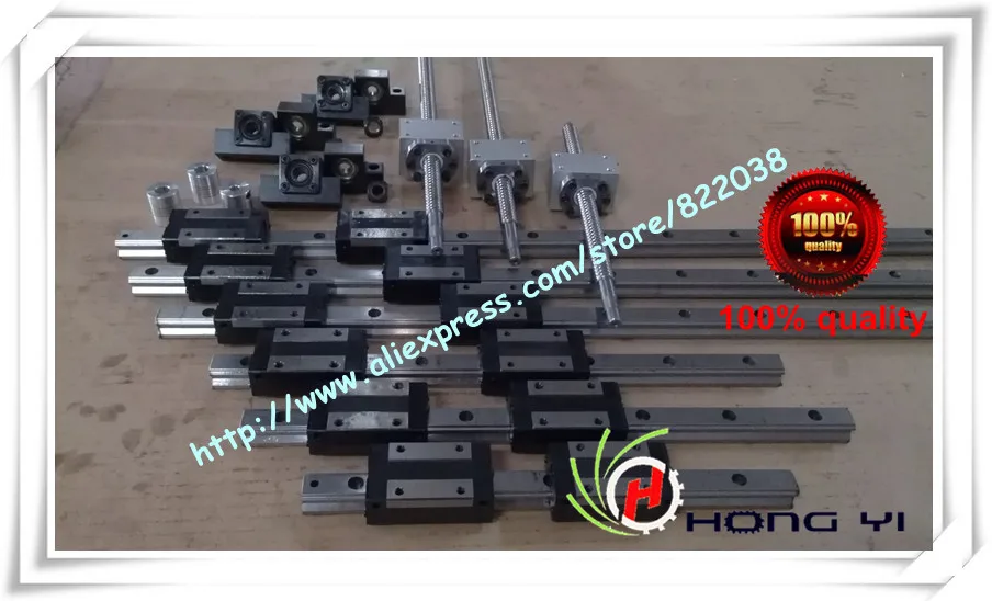 6 x HIWIN HGH15 площадь линейная направляющая комплекты + 3xСФУ/RM1605 Ballscrew BK BF12 муфты|couples