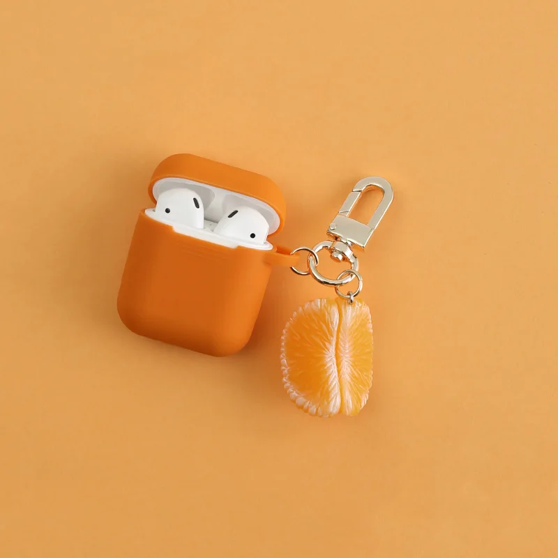 Оранжевый силиконовый чехол для Apple Airpods, аксессуары для беспроводных наушников с Bluetooth, защитная крышка для наушников - Цвет: Orange