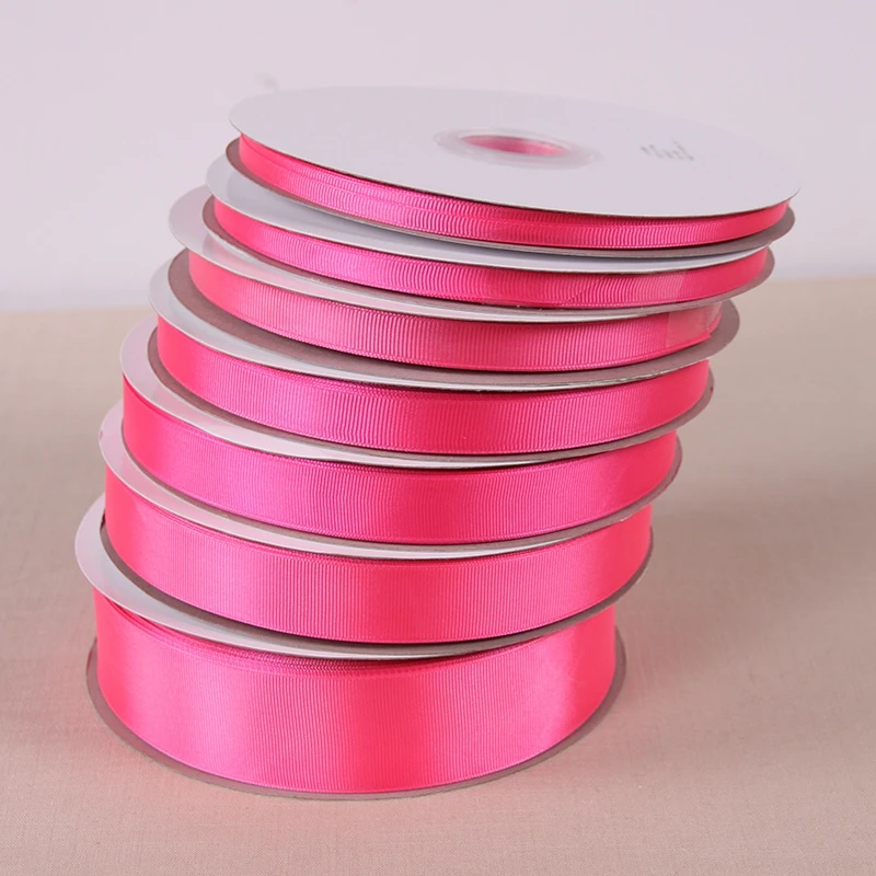 10 ярдов Горячая розовая лента в рубчик Свадебная вечеринка украшение подарочная