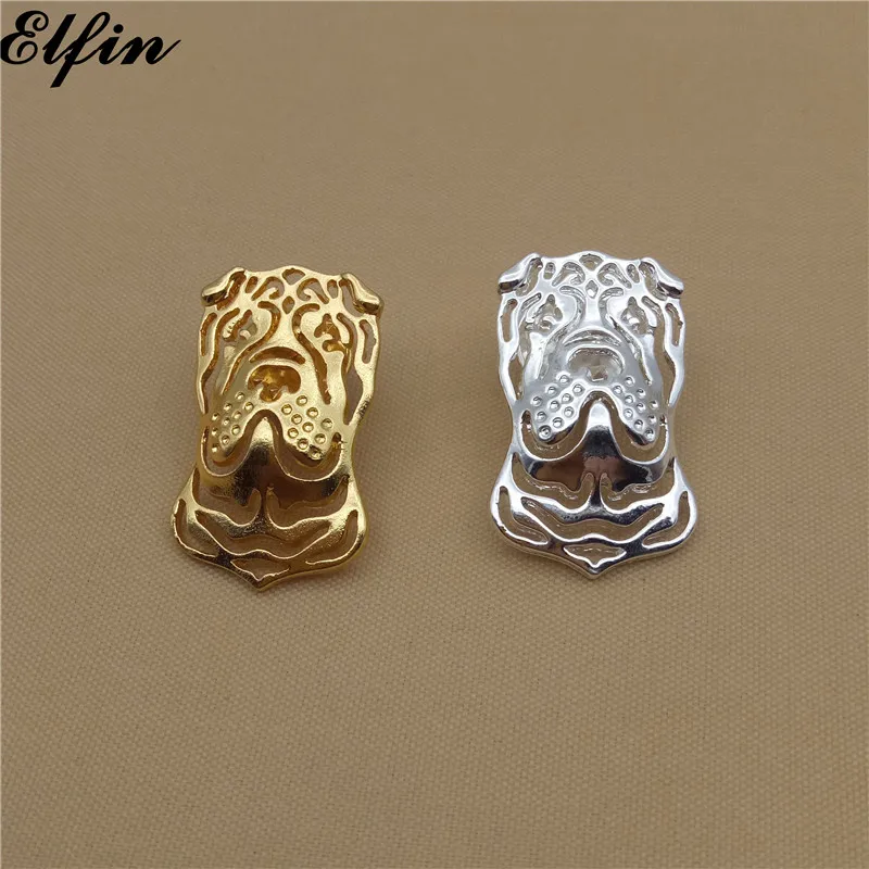 Elfin Симпатичные китайские Броши Shar Pei золотого цвета серебряного ювелирные