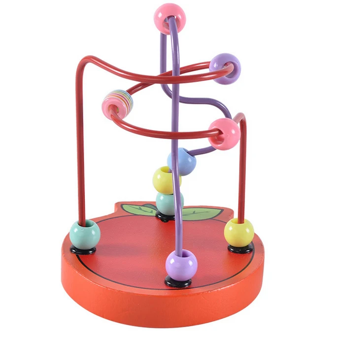 Пазл детский деревянный с бусинами яблоко и клубника|wood toys beads|bead toyaround beads toy |