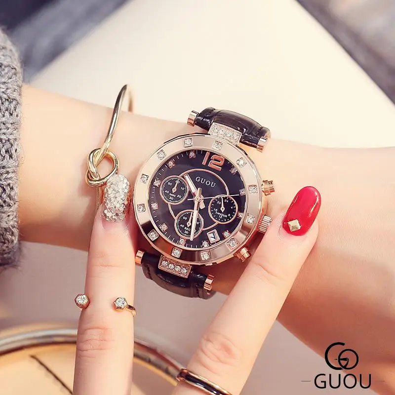 Женские Кварцевые Часы GUOU модные часы с ремешком на запястье|hodinky brand|hodinky womenhodinky