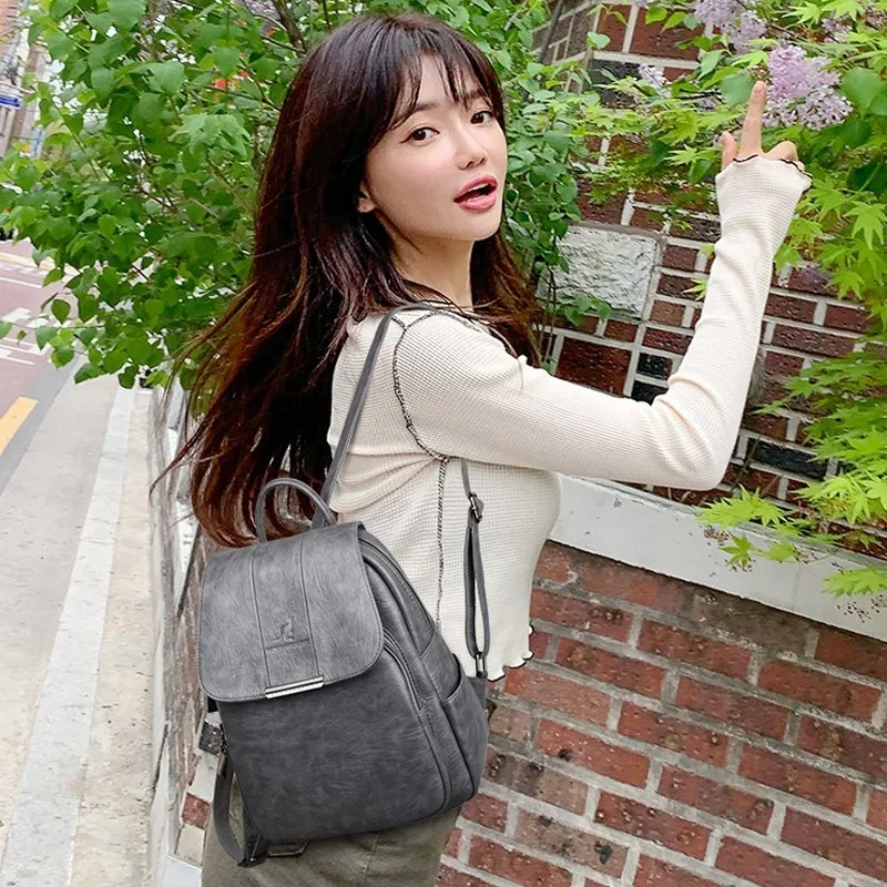 Женские кожаные рюкзаки, высокое качество, Sac A Dos Femme, женский рюкзак, школьные сумки для девочек, одноцветные дорожные рюкзаки, женский рюкзак