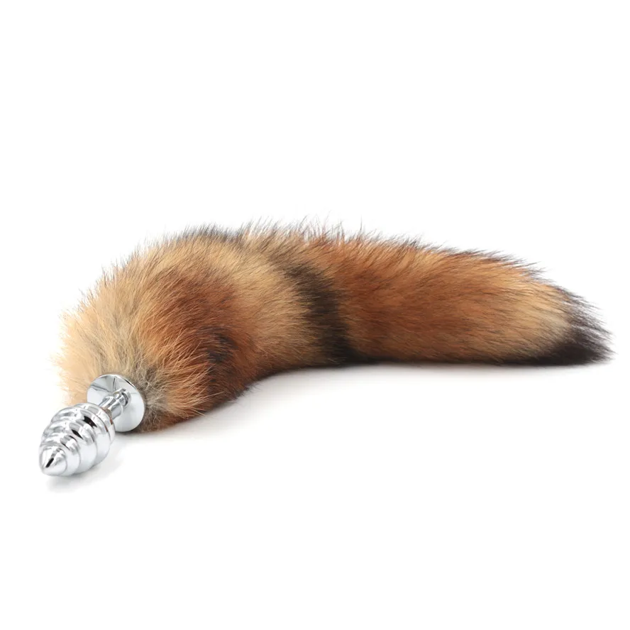 Винты винты красный лисий хвост спиральная Анальная пробка 35 см длинные