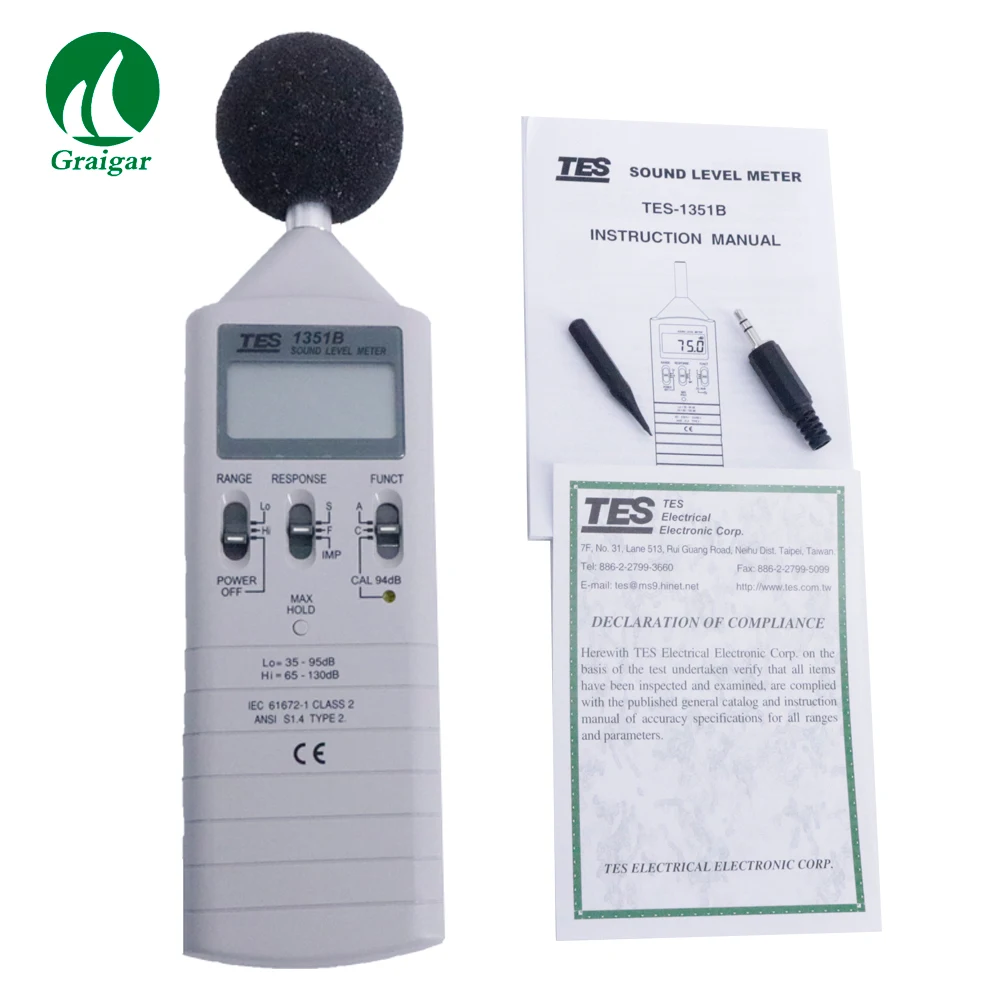 TES 1351B Высокоточный цифровой измеритель уровня звука TES1351B с разрешением 0 1