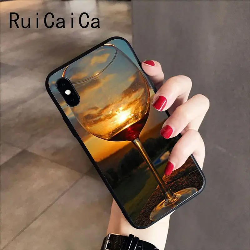 RuiCaiCa на бокале для вина в Париже красная бутылка бокал мягкий черный чехол