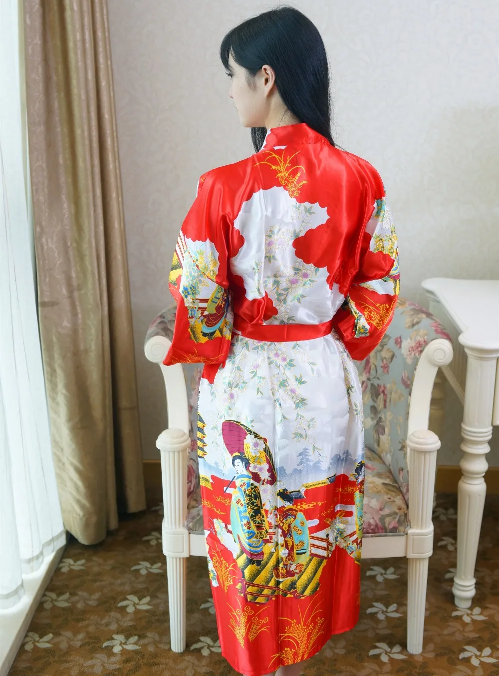 Большой размер модное женское летнее сексуальное длинное кимоно банное платье