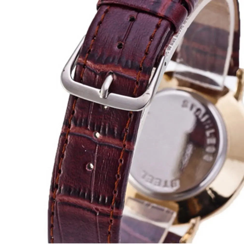 Stylish Fashion Men Watch PU Leather Strap Rome Scale Round Dial Quartz All-match Casual Wristwatch Male Bracelet | Наручные часы
