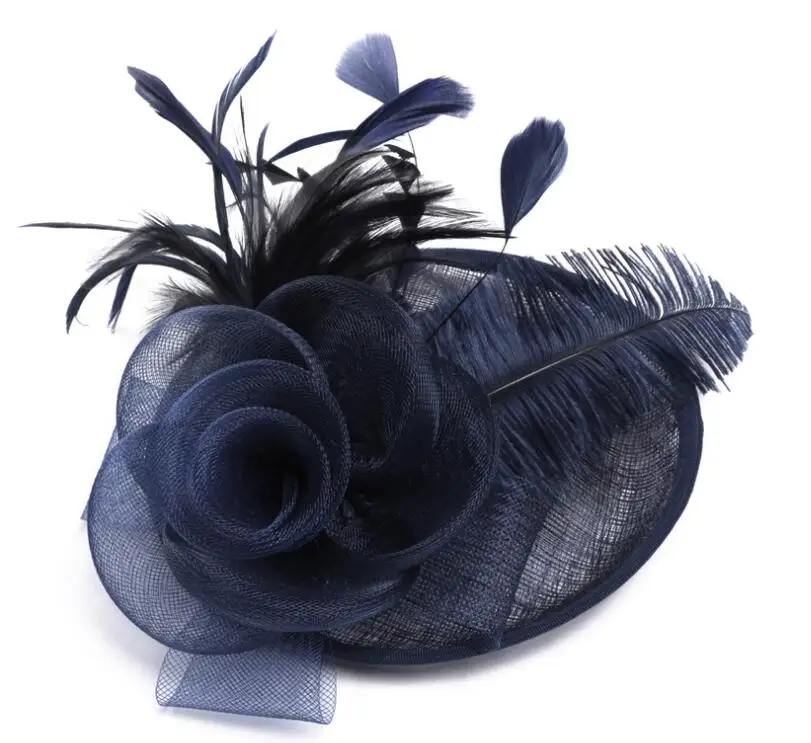 Banquet Party Fedoras Hat Women Ladies Day Royal Ascot Sinamay Fascinator Cap European American Bride Headdress Girls Hats H7108