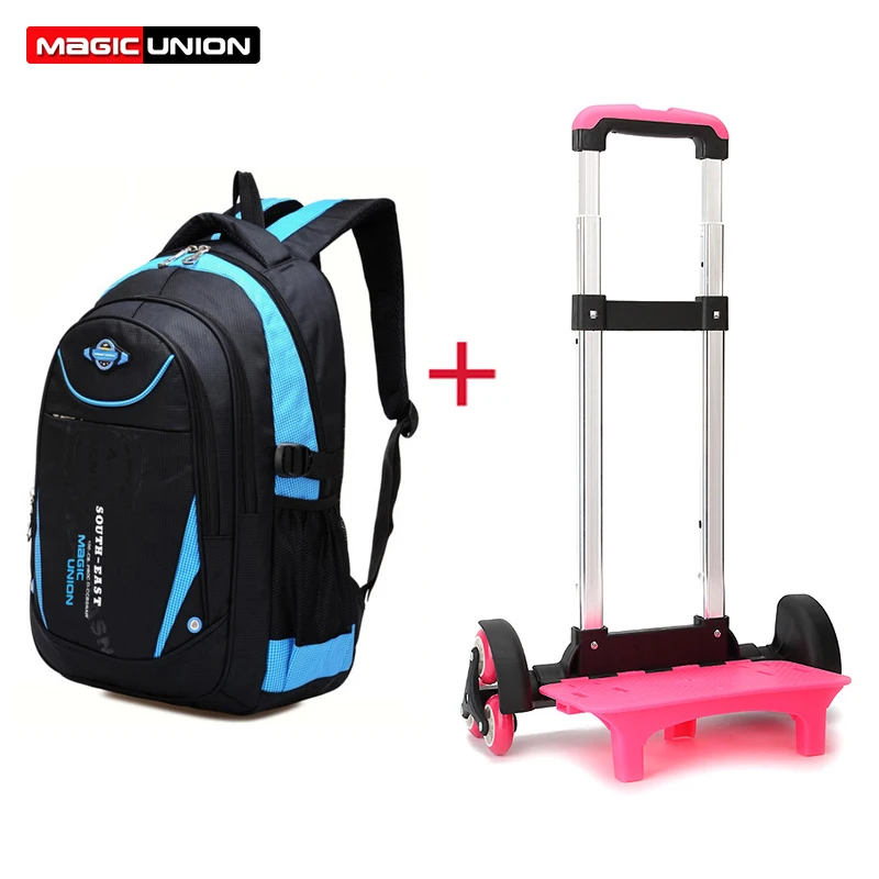MAGIC UNION Removable Children Trolley School Bags 3 Wheels For Girls Boys Backpack Primary Wheeled Backpacks | Багаж и сумки